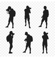 silhouette of a tourist with camera vector image