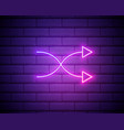 glowing neon refresh icon isolated on brick wall vector image vector image
