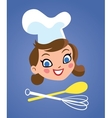 happy chef woman with kitchen tools vector image