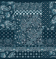 blue bandana paisley fabric patchwork vector image vector image