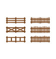 set of different rural wooden fences isolated vector image