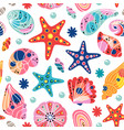 white seamless pattern with seashells vector image vector image
