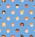 boys and girls colorful faces seamless pattern vector image