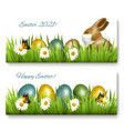 happy easter banners coronavirus protection vector image vector image
