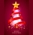 christmas tree made red ribbon new year vector image vector image