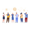 thinking man and woman surrounded by thought vector image vector image