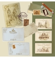 vintage postcards set vector image