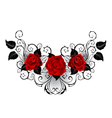 symmetrical tattoo of red roses vector image
