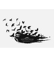 brushstroke texture grunge with birds flying vector image vector image