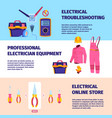 electrician workers banners power energy vector image