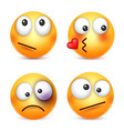 smileyemoticons set yellow face with emotions vector image