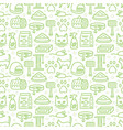 veterinary pets accessories outline icons seamless vector image