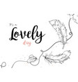 card design bird feather amp bead gray ribbon vector image