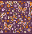 violet buffalo plaid and butterflys vector image vector image