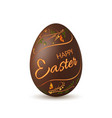 chocolate easter egg 3d icon brown egg lettering vector image vector image