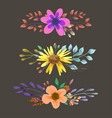 watercolor floral bouquet with leaves and flowers vector image vector image