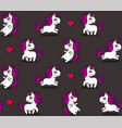 cute unicorns and hearts seamless pattern on dark vector image vector image