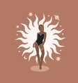 silhouette a woman against big boho sun vector image vector image