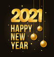 2021 happy new year with 3d realistic numbers vector image vector image