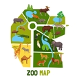 cartoon zoo map with animals vector image