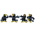 set cartoon character funny crow vector image