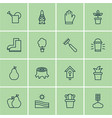 set of 16 holticulture icons includes rake hang vector image vector image