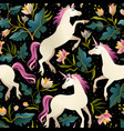 seamless pattern with beautiful unicorns magic vector image
