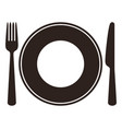 plate knife spoon and fork vector image vector image