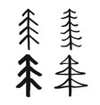 christmas tree hand drawn set pine trees vector image