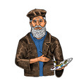 bearded creative man on a white background vector image vector image