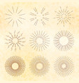set of retro hand-drawn starburst and sunrays vector image