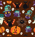 flat halloween symbols seamless pattern vector image