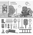 garden in village line monochrome vector image