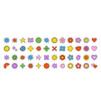 cute cartoon flowers and shapes icons daisy vector image