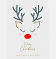 christmas background with cute reindeer face vector image