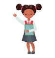 african american school girl character with books vector image