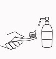 hand drawn doodle soap and toothbrush vector image