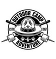 camping monochrome emblem badge label vector image vector image