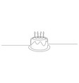 continuous one line drawing of birthday cake vector image