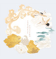 japanese background with floral gold texture vector image