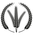 black and white ripe wheat ear wreath silhouette vector image