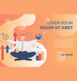 businessman character with four hands on orange vector image