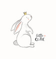 cute bunny with a crown and little cutie phrase vector image