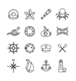 marine sea nautical thin line icons vector image vector image