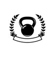 emblem template with kettlebells and wreath vector image vector image