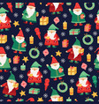 gnomes pattern christmas holiday cute xmas elf vector image vector image