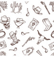 hand drawn wild west cowboy pattern vector image vector image