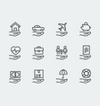 insurance related icon set in thin line style vector image