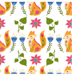 Cute fox seamless pattern Royalty Free Vector Image