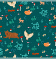 seamless pattern with animals in forest vector image vector image